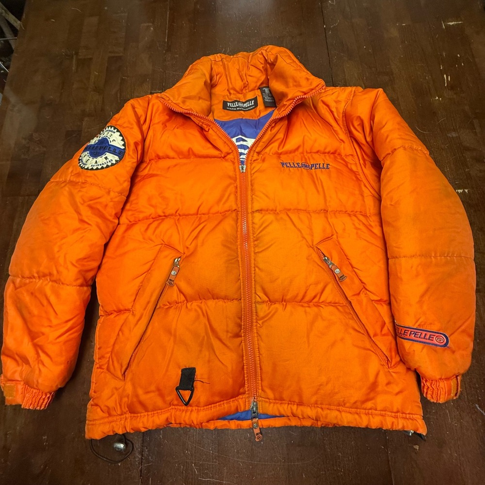 Pelle Pelle Puffer Jacket Mens M Orange Marc Buchanan Arctic Gear Down Fill